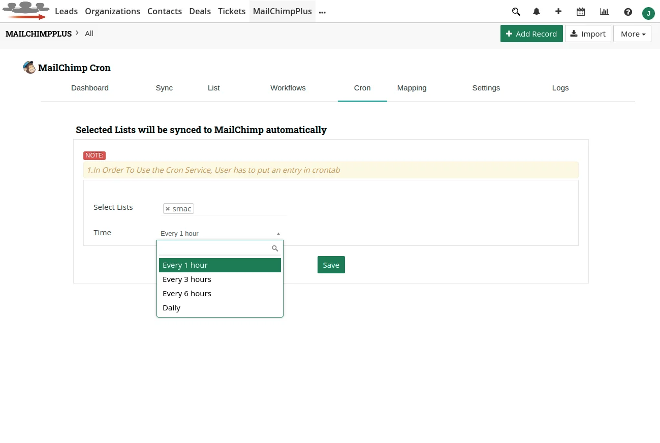 Installation and Configuration 2 JoforceCRM-Mailchimp-cron-schedule