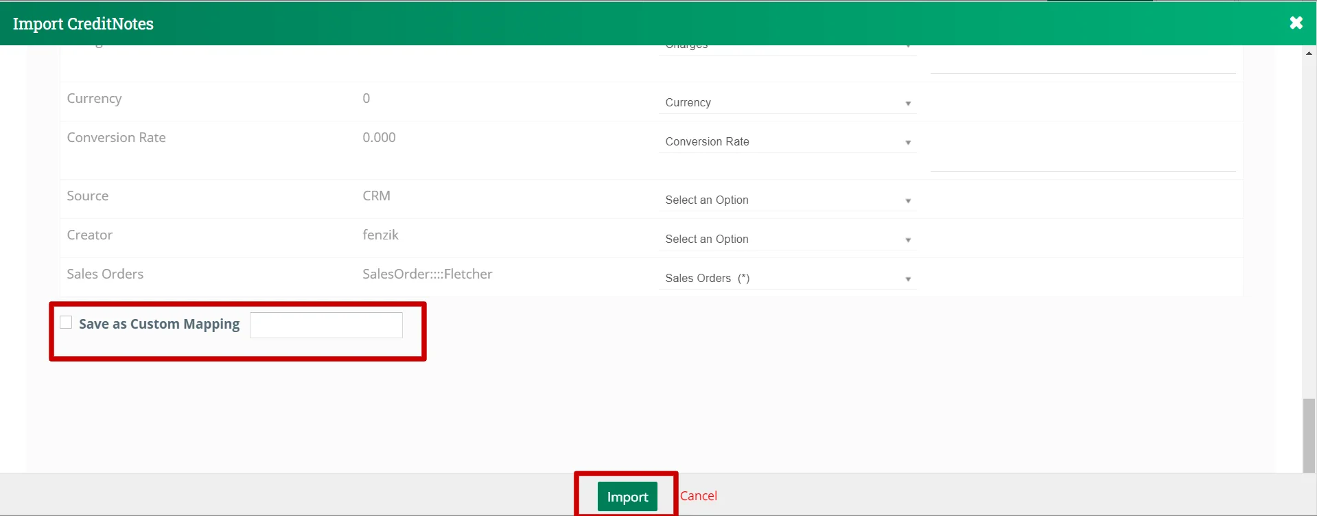 How to Create Credit Notes in JoforceCRM 7 save-custom-mapping